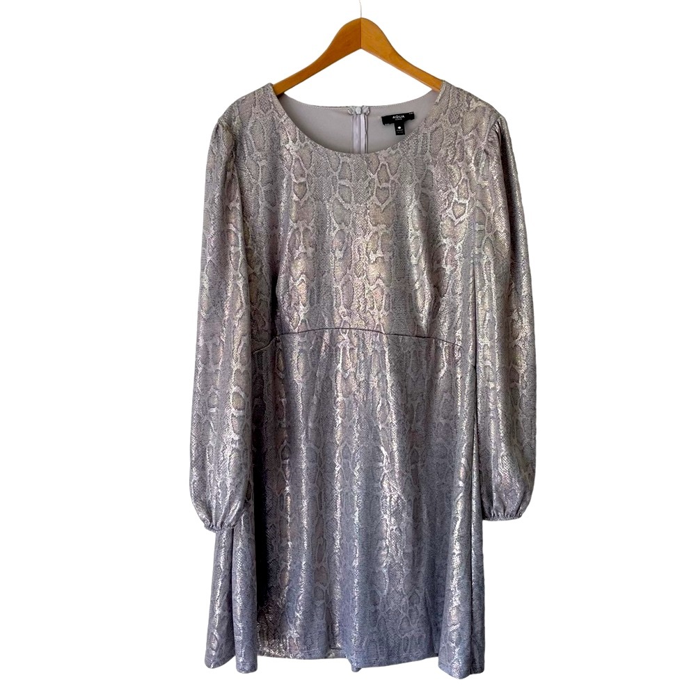 AQUA Curve NWT Metallic Snake Skin Print Dress 2X